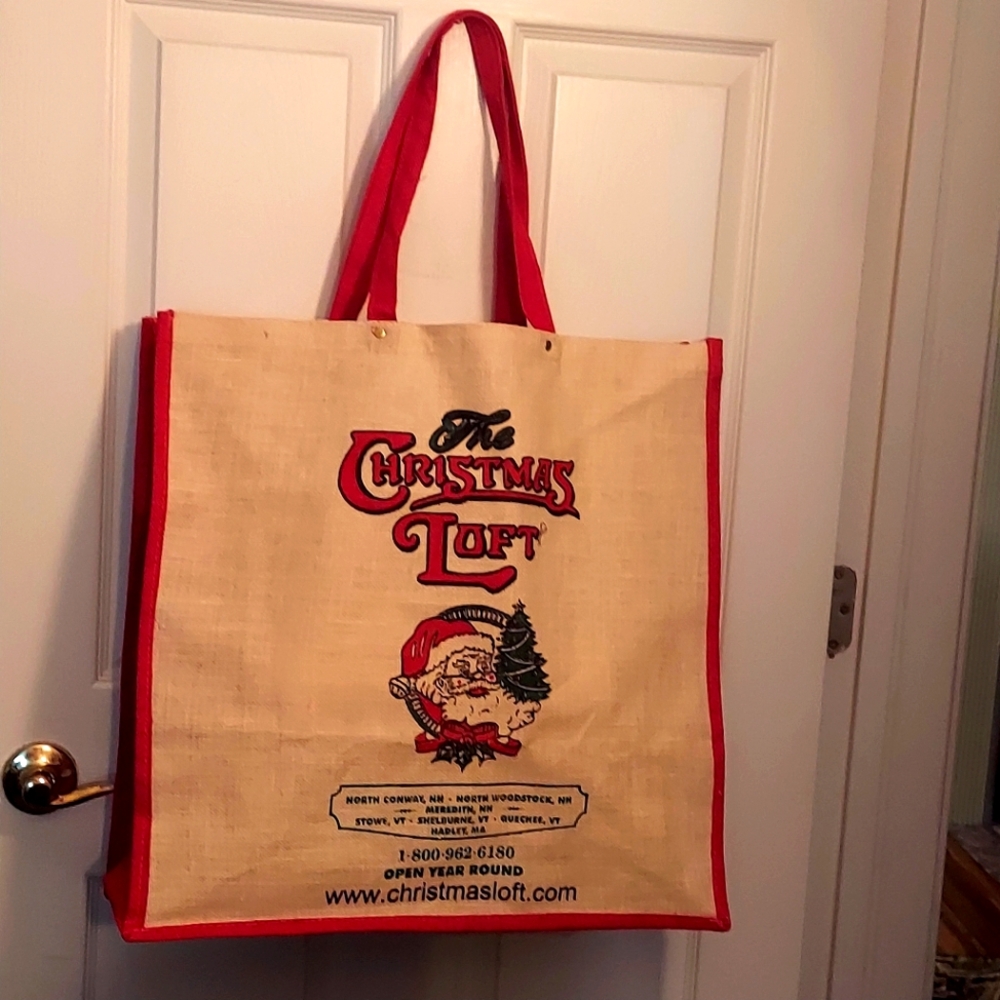 Extra Large Burlap Christmas Tote Bag